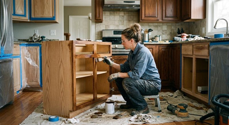 Wood Cabinet Staining in Terre Haute, IN